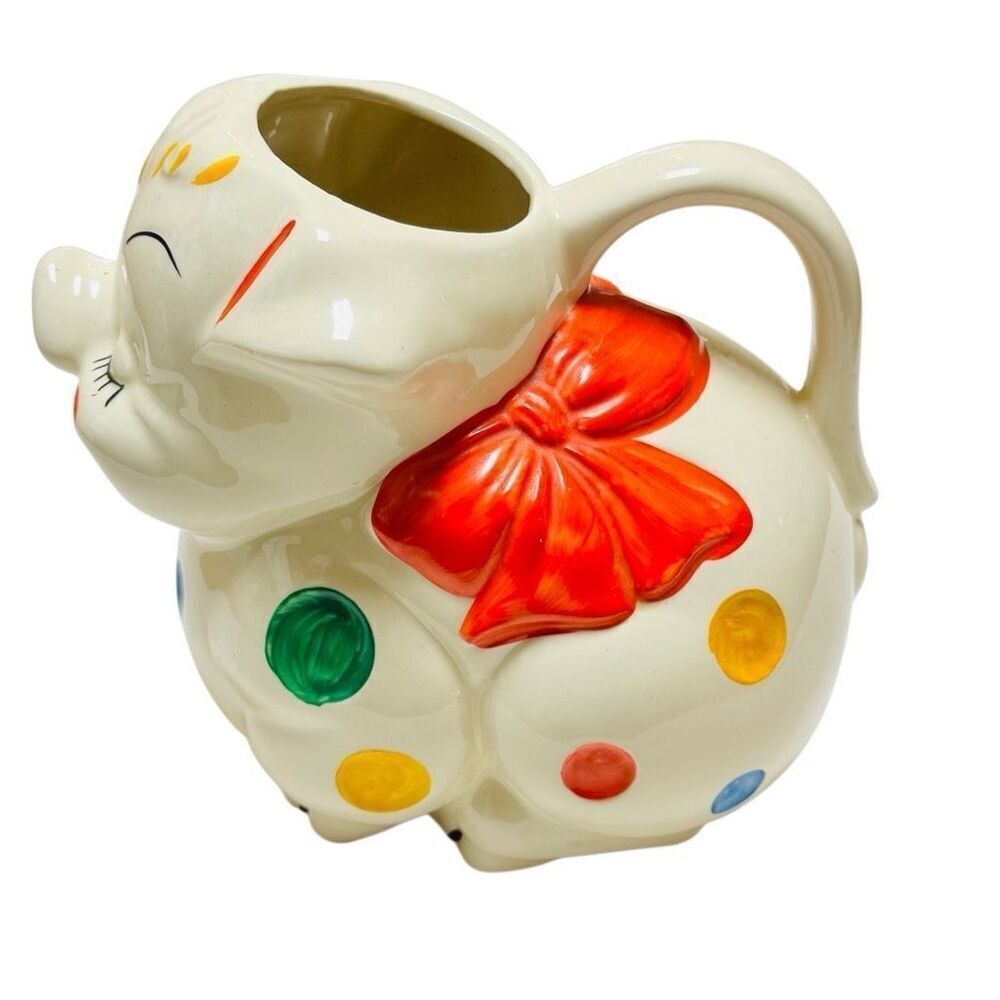 Shawnee Vintage American Bisque PIG Large Serving Pitcher Polka Dot